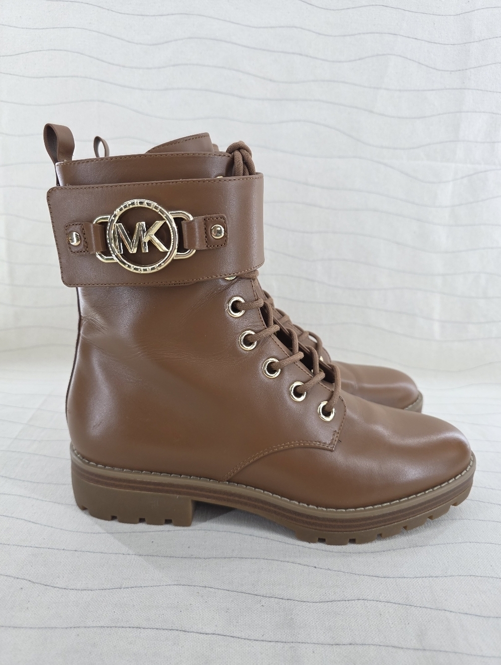 Michael Michael Kors Womens Tatum Brown Leather Side Zip Casual Boots Size 7.5